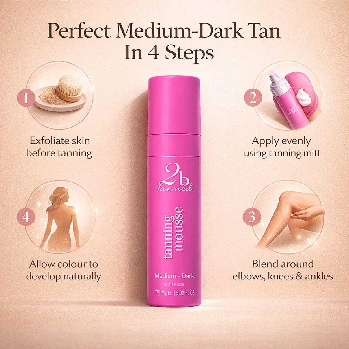 Set of 2 2bTanned â€“ Self Tanning Mousse Medium to Dark (175ml) &amp; Glow Drip 24K Gold (100ml) 221309659 3