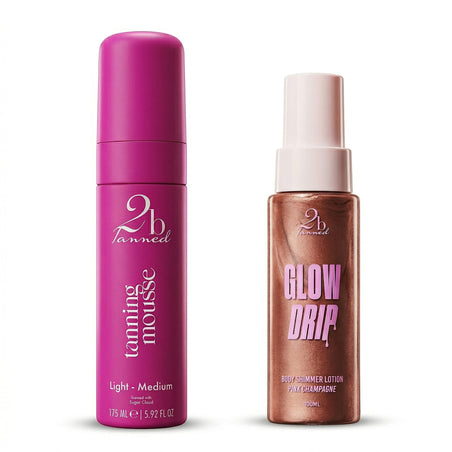 Set of 2 2bTanned â€“ Self Tanning Mousse Light to Medium (175ml) &amp; Glow Drip Pink Champagne (100ml) 221309660 1