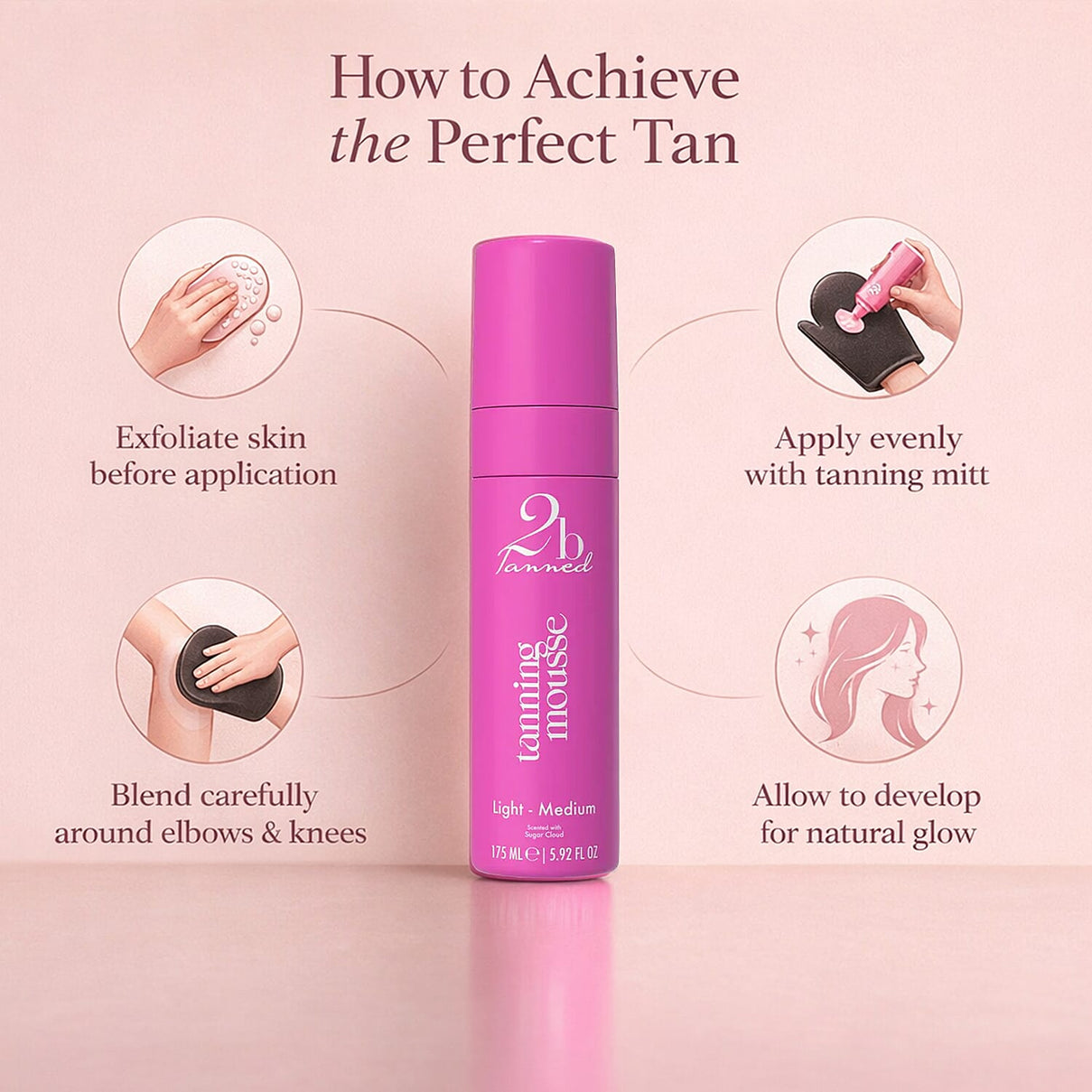 Set of 2 2bTanned â€“ Self Tanning Mousse Light to Medium (175ml) &amp; Glow Drip Pink Champagne (100ml) 221309660 3