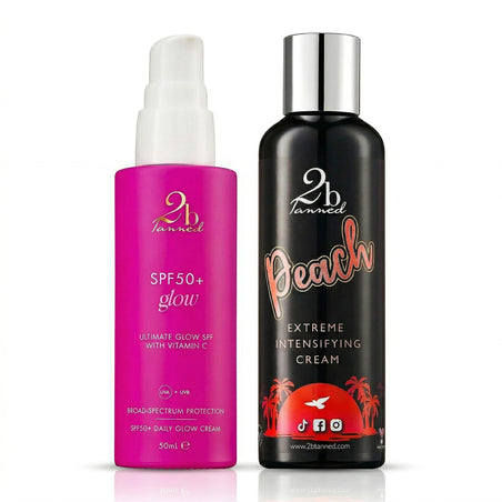 Set of 2 2bTanned â€“ Extreme Intensifying Cream Peach (200ml) &amp; SPF50 Glow (50ml) 221309662 1