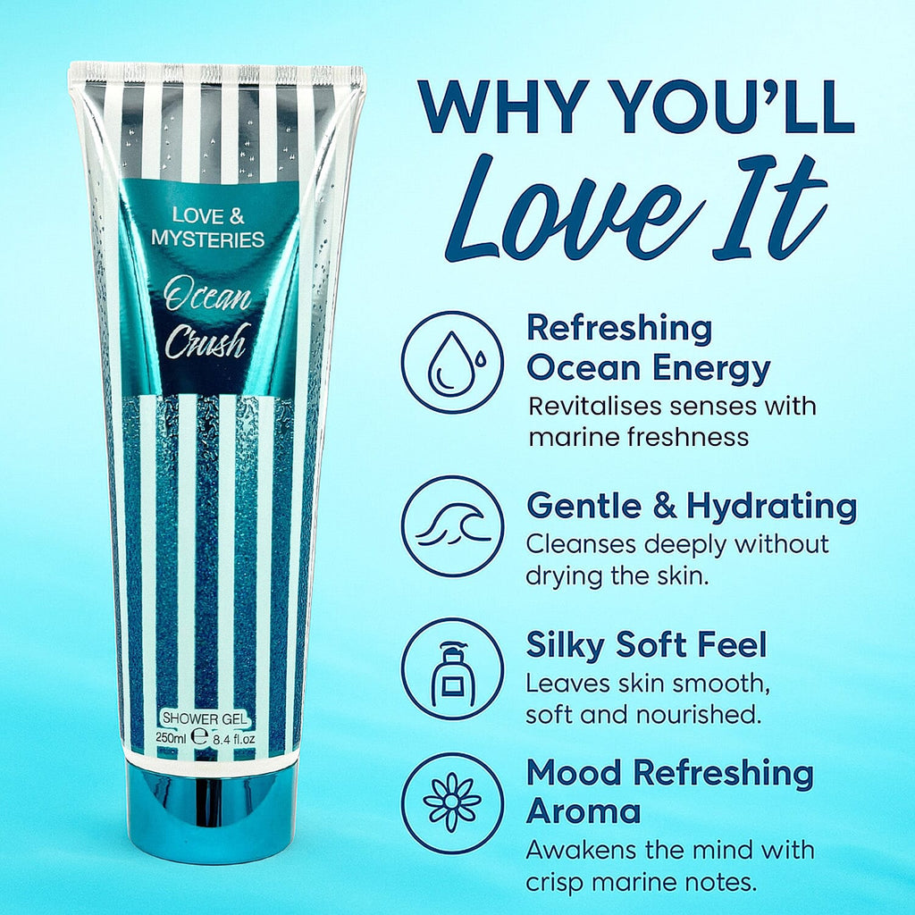 Set of 2 Laurelle Ocean Crush & Sweet Romance Shower Gel 250ml (Body Wash | Coconut & Vanilla)
