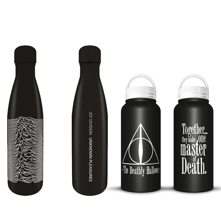 Set of 2 Joy Division Metal Drinks Stainless Steel Bottle &amp; Deathly Hallows Metal Flask 221312691 1