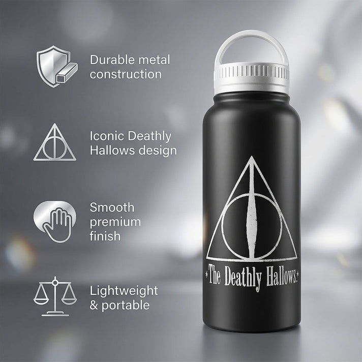 Set of 2 Joy Division Metal Drinks Stainless Steel Bottle &amp; Deathly Hallows Metal Flask 221312691 2