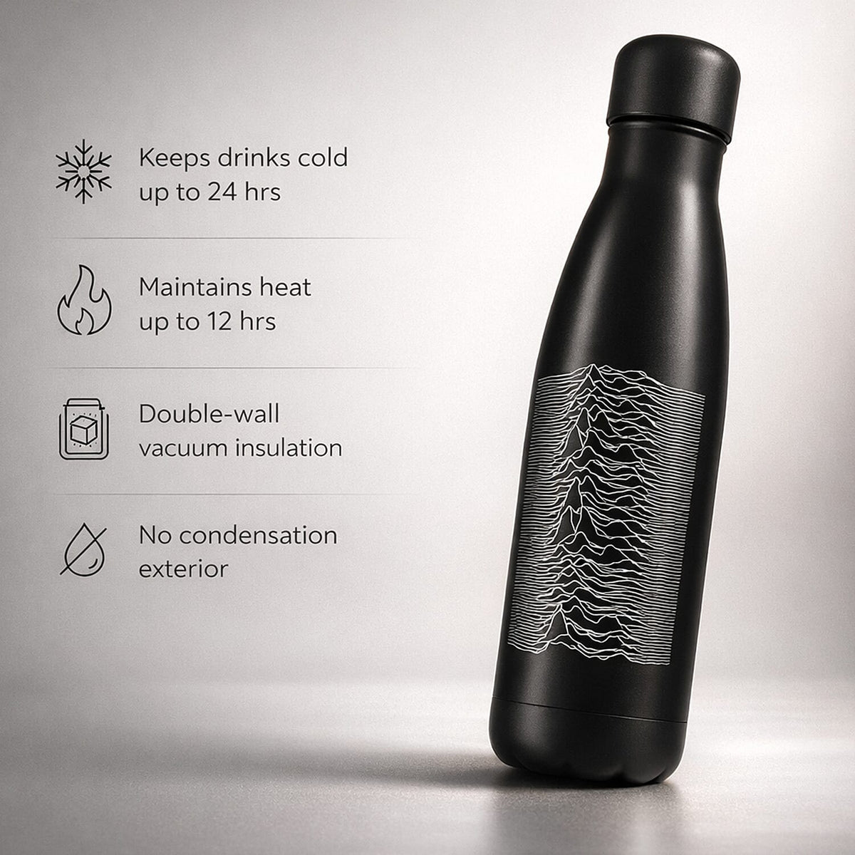 Set of 2 Joy Division Metal Drinks Stainless Steel Bottle &amp; Deathly Hallows Metal Flask 221312691 2