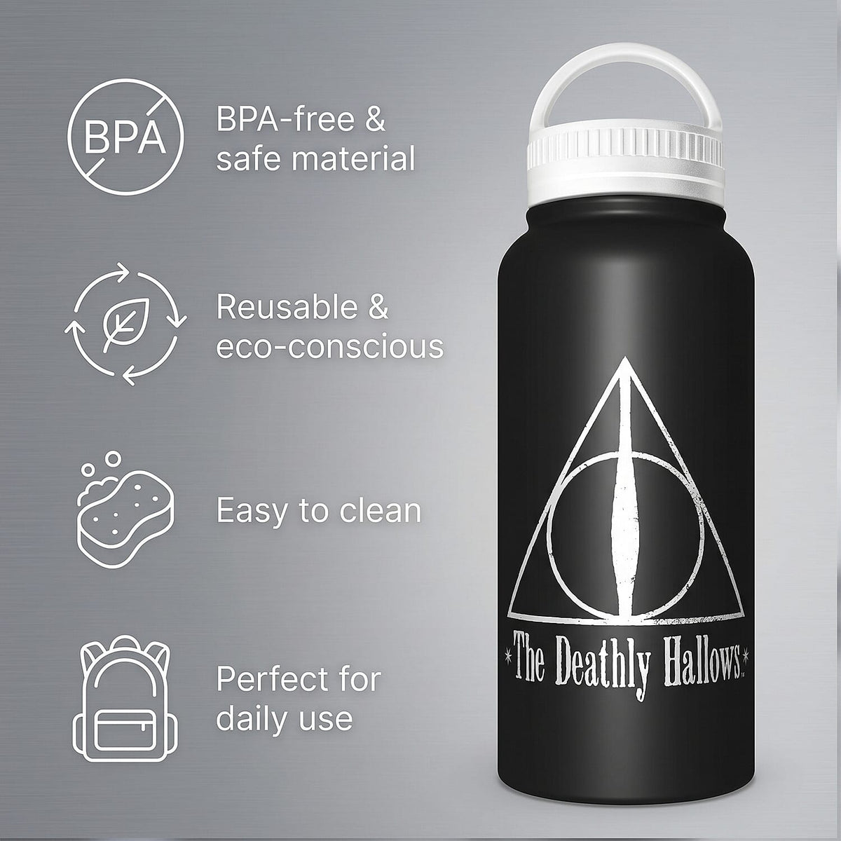 Set of 2 Joy Division Metal Drinks Stainless Steel Bottle &amp; Deathly Hallows Metal Flask 221312691 5