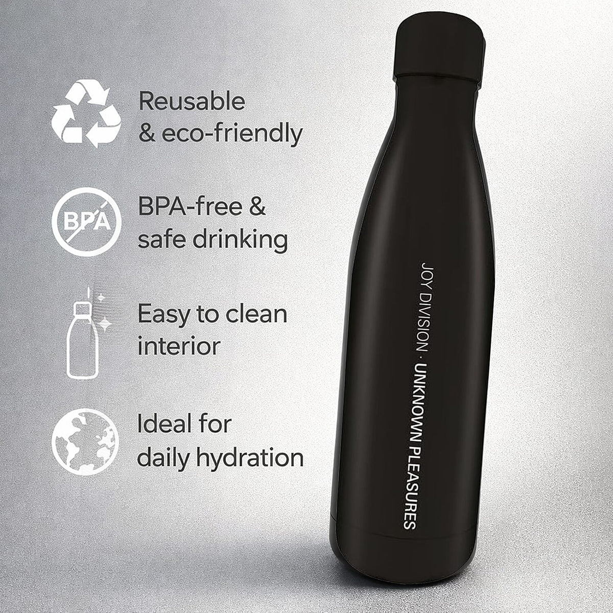 Set of 2 Joy Division Metal Drinks Stainless Steel Bottle &amp; Deathly Hallows Metal Flask 221312691 7