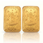 Set of 2 - 24K Yellow Gold (99.9% Purity) Angel Embossed Collectable (39.80 x 25.60 MM) (Each 10mg)