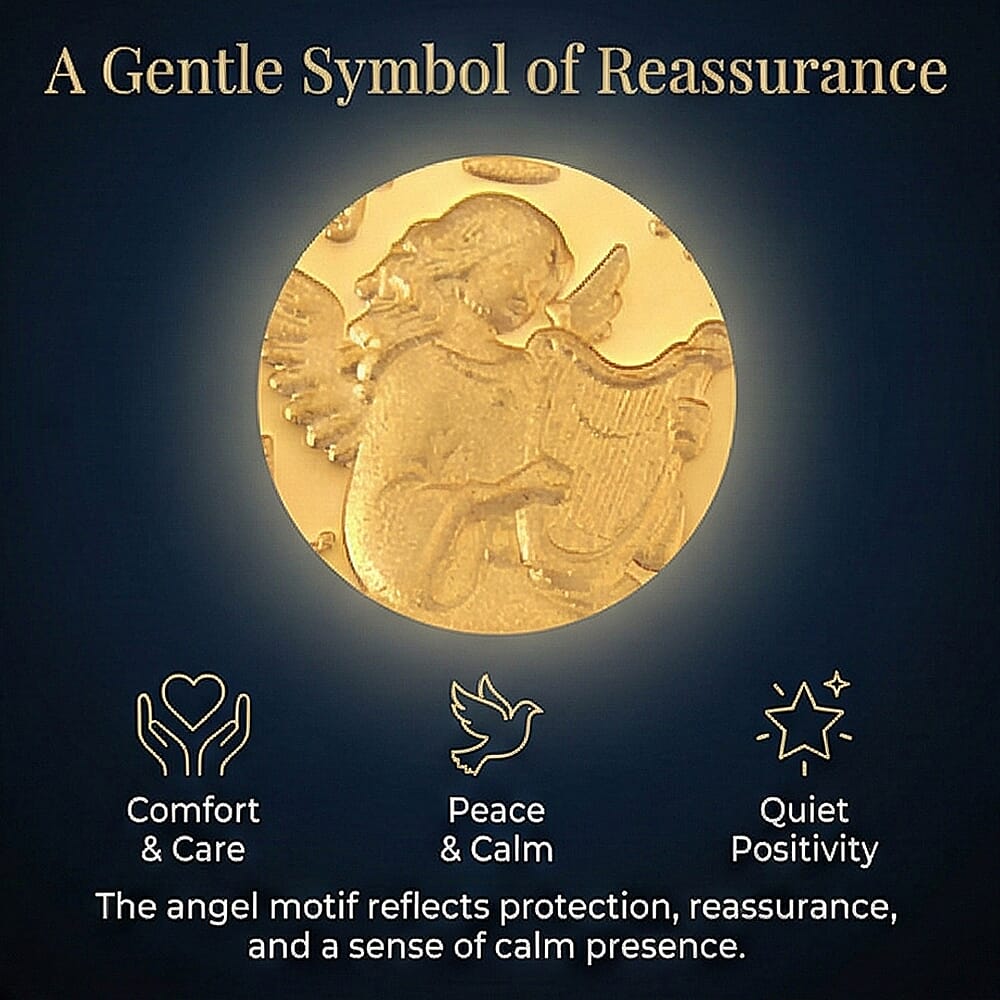 Set of 2 - 24K Yellow Gold (99.9% Purity) Angel Embossed Collectable (39.80 x 25.60 MM) (Each 10mg) 221315627 2