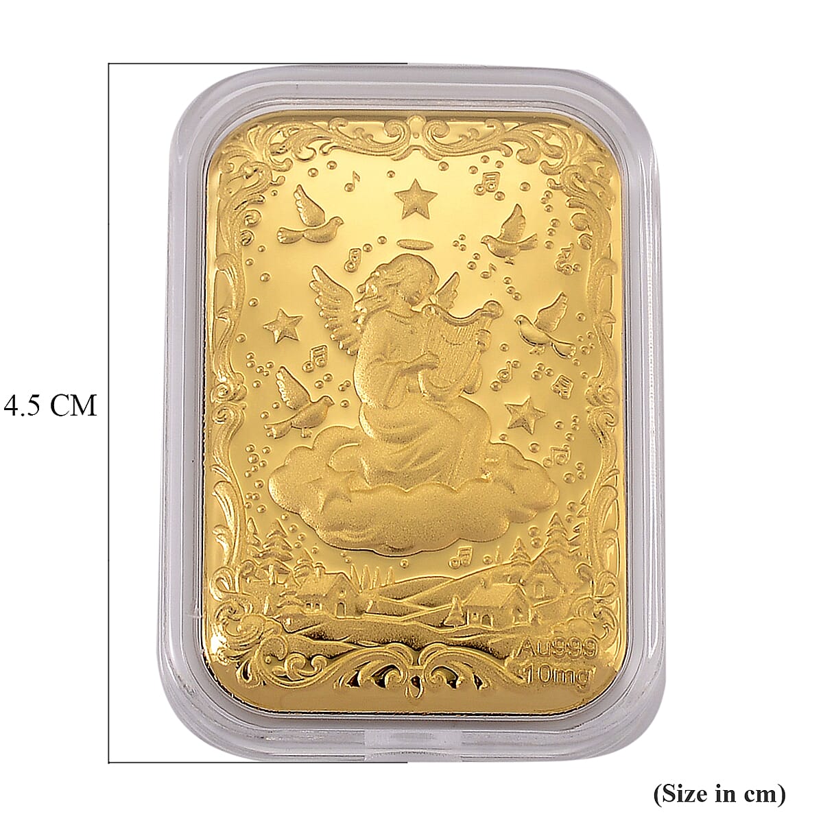 Set of 2 - 24K Yellow Gold (99.9% Purity) Angel Embossed Collectable (39.80 x 25.60 MM) (Each 10mg) 221315627 6