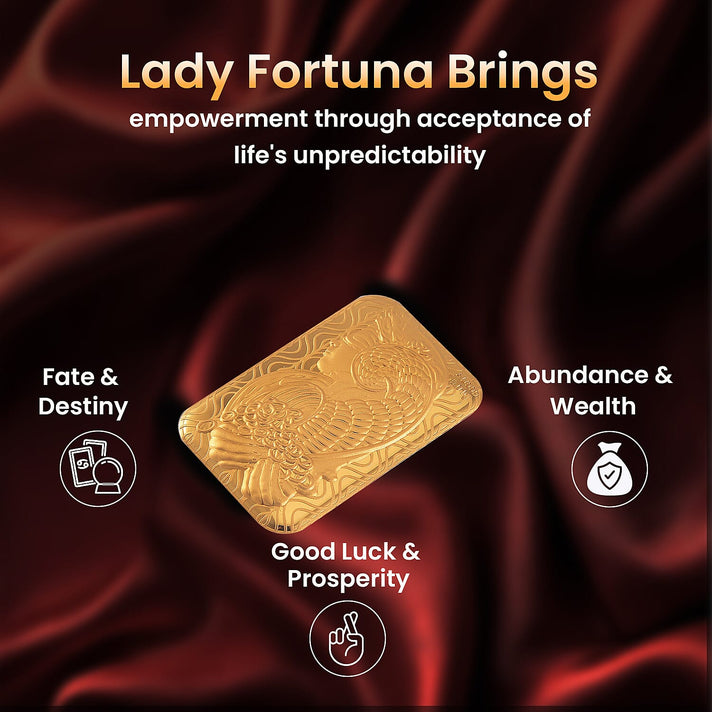 Set of 2 - 24K Yellow Gold (99.9% Purity) Lady Fortuna Collectable (Each 10mg) 221315631 2