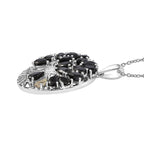 EverTrue Set of Black Spinel Tree Of Life Earrings and Pendant with Chain (Size 20)