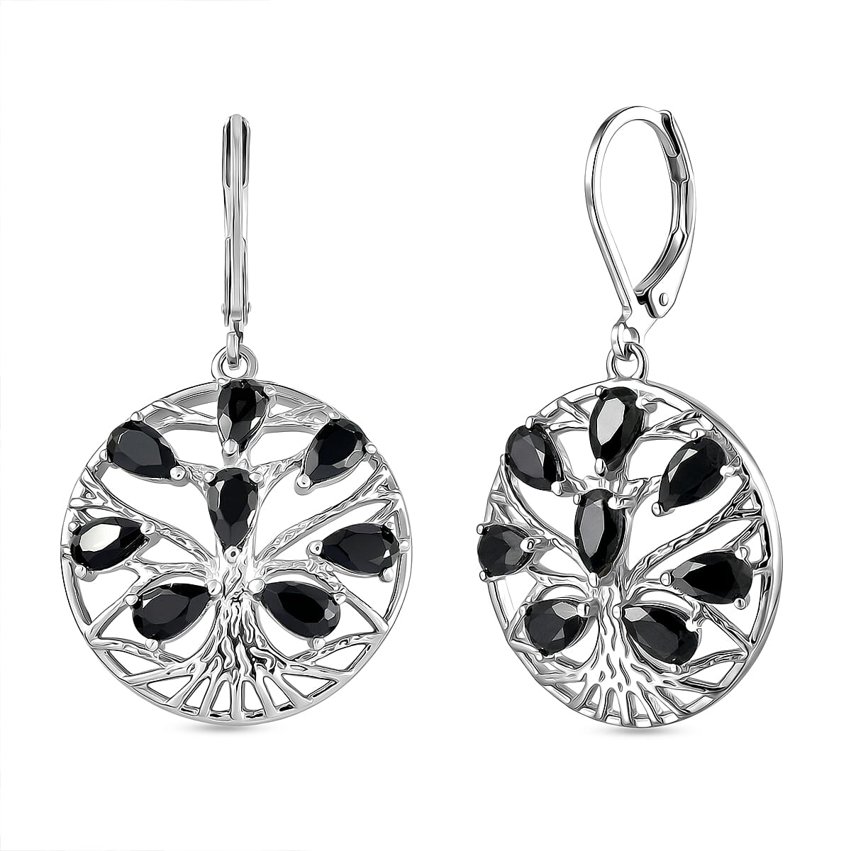 EverTrue Set of Black Spinel Tree Of Life Earrings and Pendant with Chain (Size 20) 221315853 4