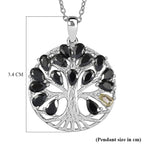 EverTrue Set of Black Spinel Tree Of Life Earrings and Pendant with Chain (Size 20)