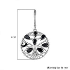 EverTrue Set of Black Spinel Tree Of Life Earrings and Pendant with Chain (Size 20)