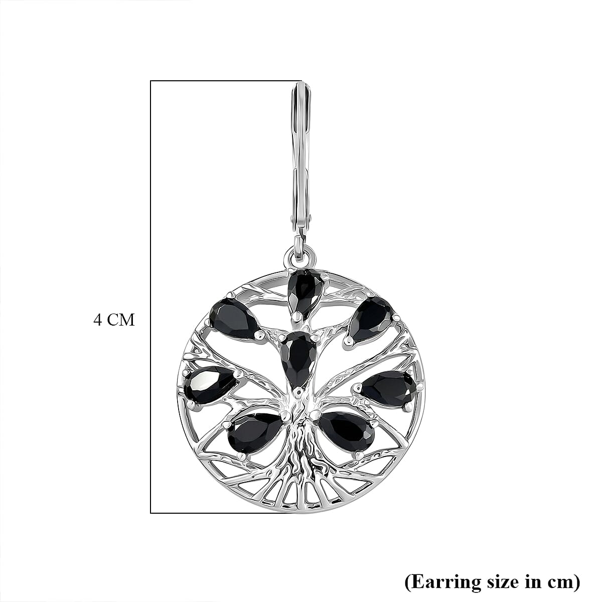 EverTrue Set of Black Spinel Tree Of Life Earrings and Pendant with Chain (Size 20) 221315853 8