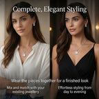 Austrian Crystal Set - Solitaire Adjustable Ring, Earrings, and Pendant with Chain