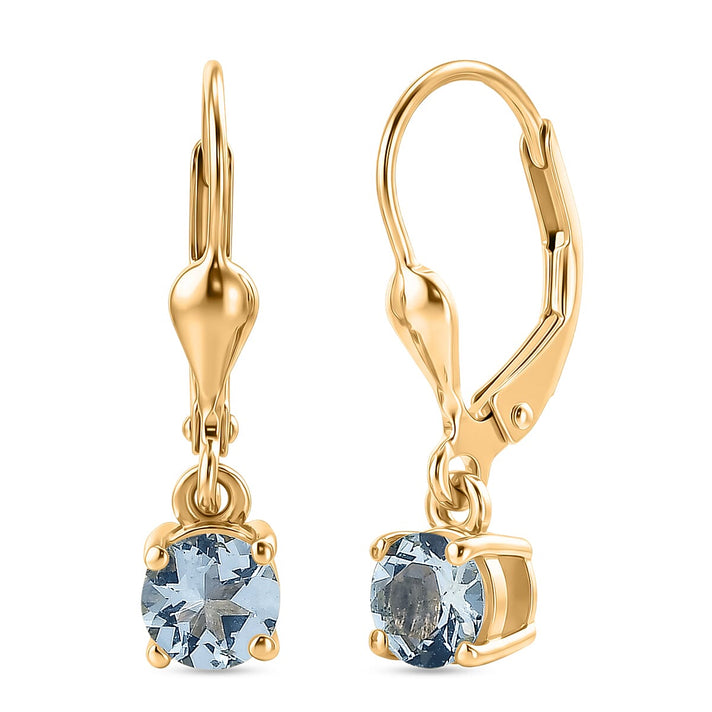 D'Joy Aquamarine Solitaire Stud Earrings Bundle in 18K Yellow Gold Plated &amp; Rhodium Plated Sterling Silver 221318051 2