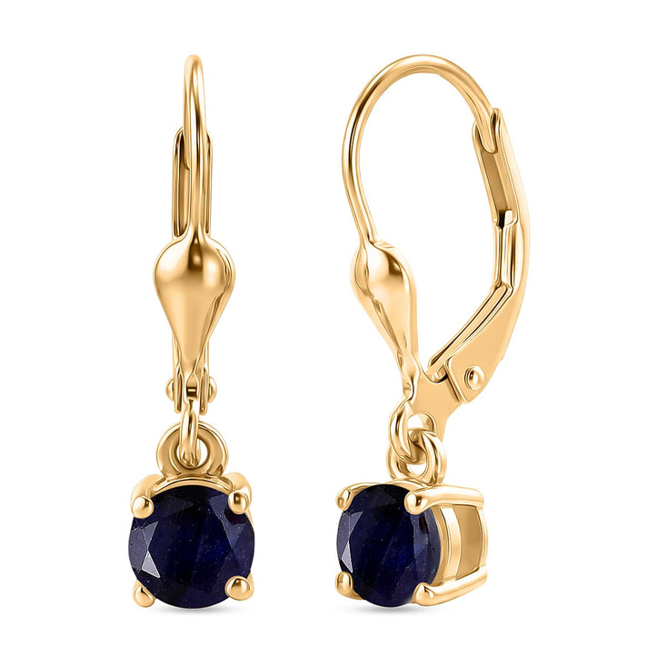 D'Joy Masola Sapphire Solitaire Stud Earrings Bundle in 18K Yellow Gold Plated &amp; Rhodium Plated Sterling Silver 221318053 2