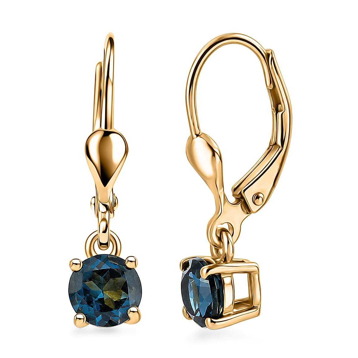 D'Joy London Blue Topaz Solitaire Stud Earrings Bundle in 18K Yellow Gold Plated &amp; Rhodium Plated Sterling Silver 221318055 1