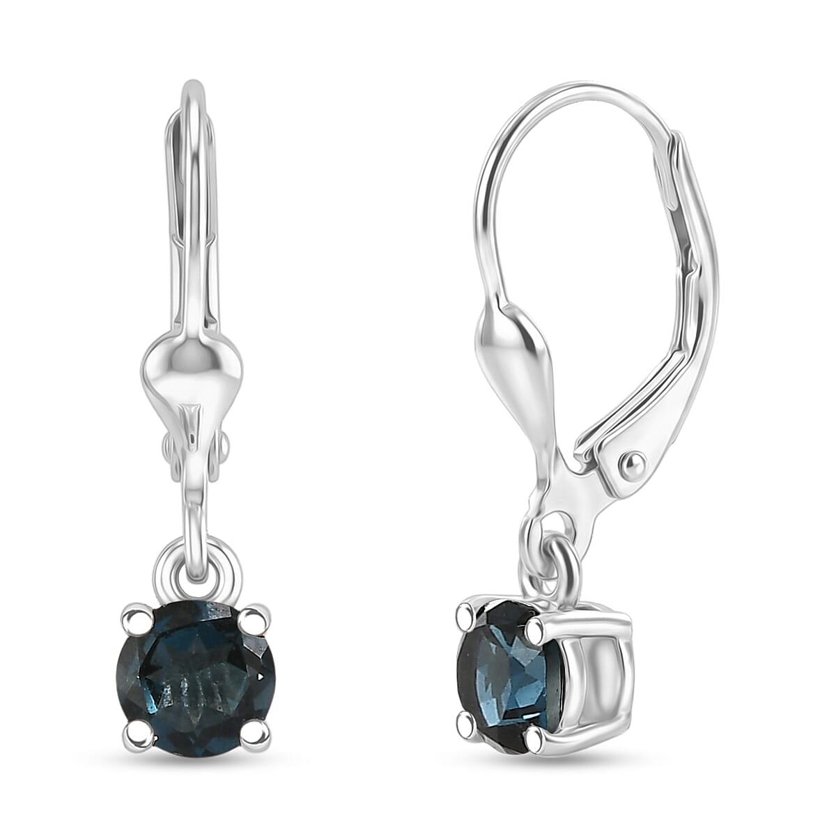 D'Joy London Blue Topaz Solitaire Stud Earrings Bundle in 18K Yellow Gold Plated &amp; Rhodium Plated Sterling Silver 221318055 2