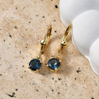 D'Joy London Blue Topaz Solitaire Stud Earrings Bundle in 18K Yellow Gold Plated & Rhodium Plated Sterling Silver_221318055