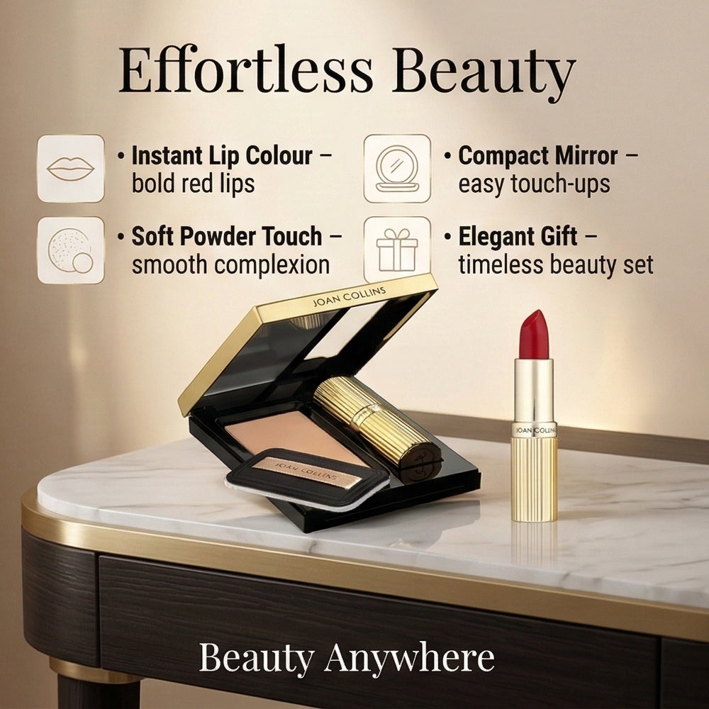 Set of 3: Alexis Compact Duo Lipstick &amp; Powder (Burgundy) with Nail Lacquer by Joan Collins 221320907 2