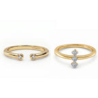 Stack Up LUXURIANT Lab Grown Diamond 3-Stone Ring & Open Thumb Ring Set in Sterling Silver and 18K Vermeil Yellow Gold (SI-GH)_221322672