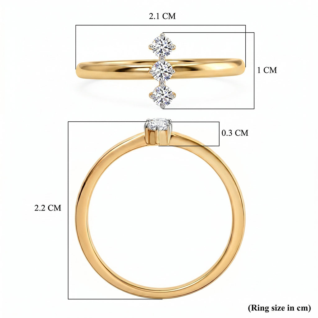Stack Up LUXURIANT Lab Grown Diamond 3-Stone Ring & Open Thumb Ring Set in Sterling Silver and 18K Vermeil Yellow Gold (SI-GH)_221322672_4
