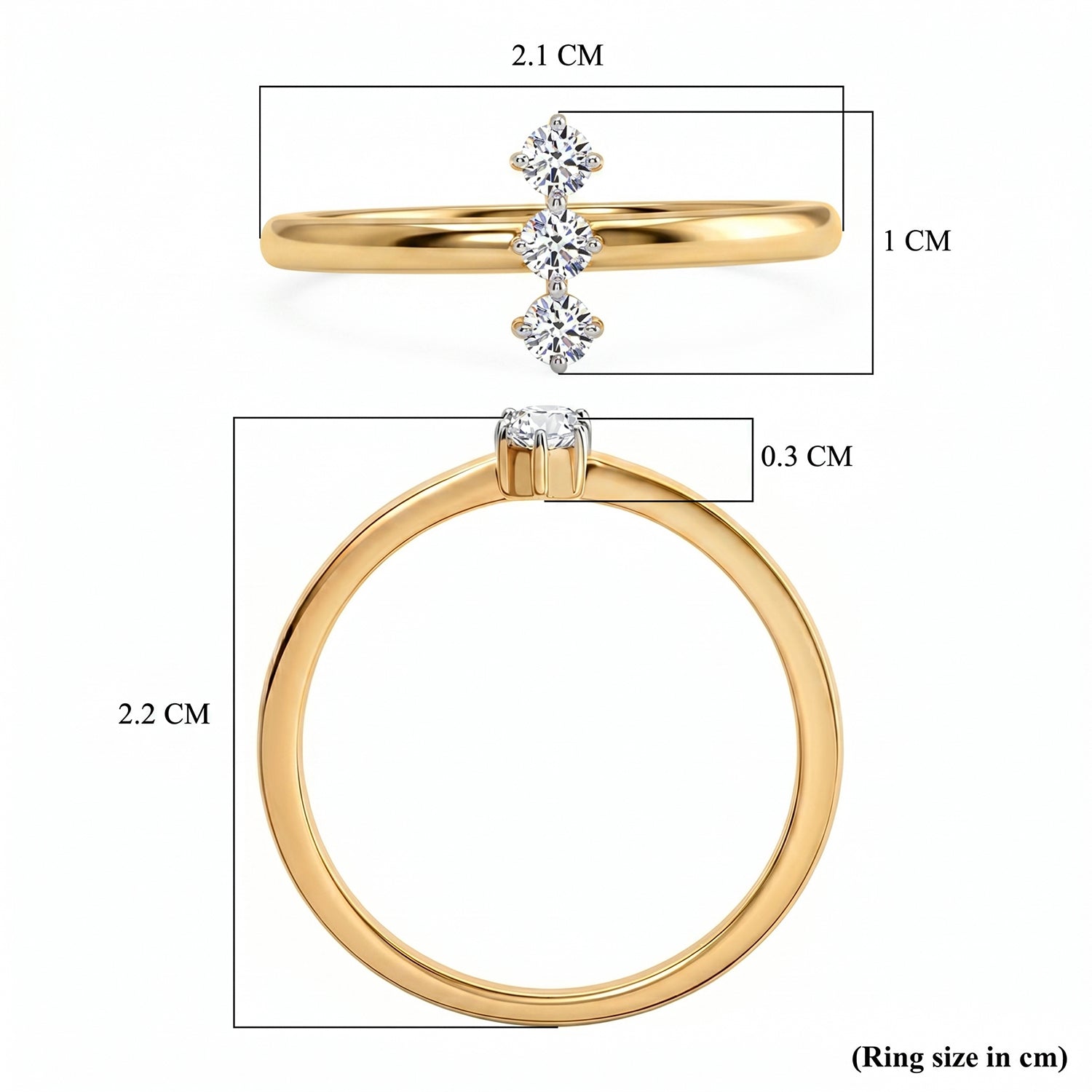 Stack Up LUXURIANT Lab Grown Diamond 3-Stone Ring &amp; Open Thumb Ring Set in 18K Vermeil Yellow Gold Sterling Silver (SI-GH) 221322672 4