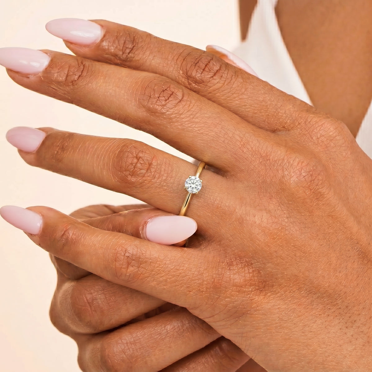 Stack Up LUXURIANT Lab Grown Diamond Solitaire Ring &amp; Open Thumb Ring Set in 18K Vermeil Yellow Gold Plated Sterling Silver (SI-GH) 221322684 1