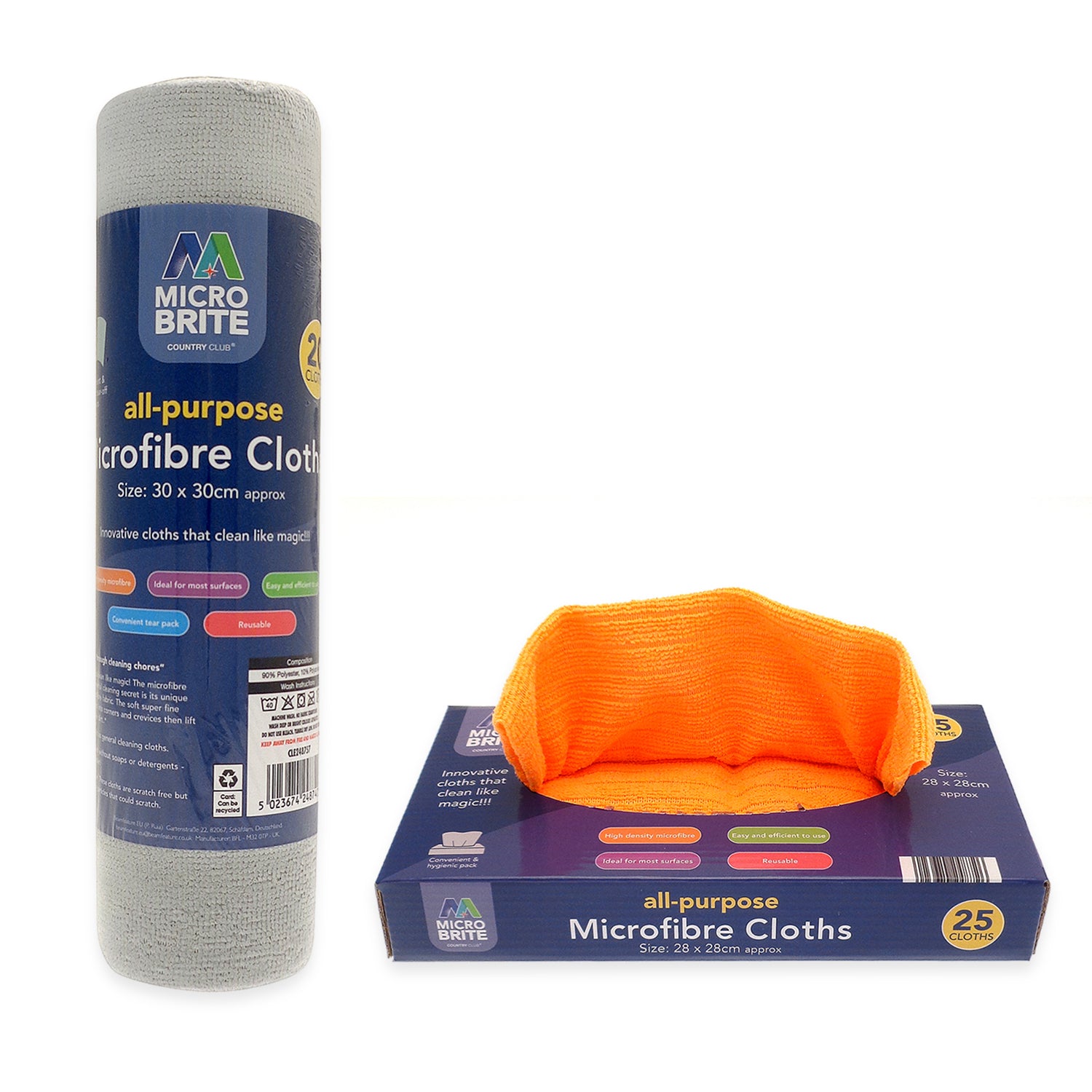 Set of 2 Microfiber Cleaning Cloth Roll (Grey and Yellow) 221324506 0