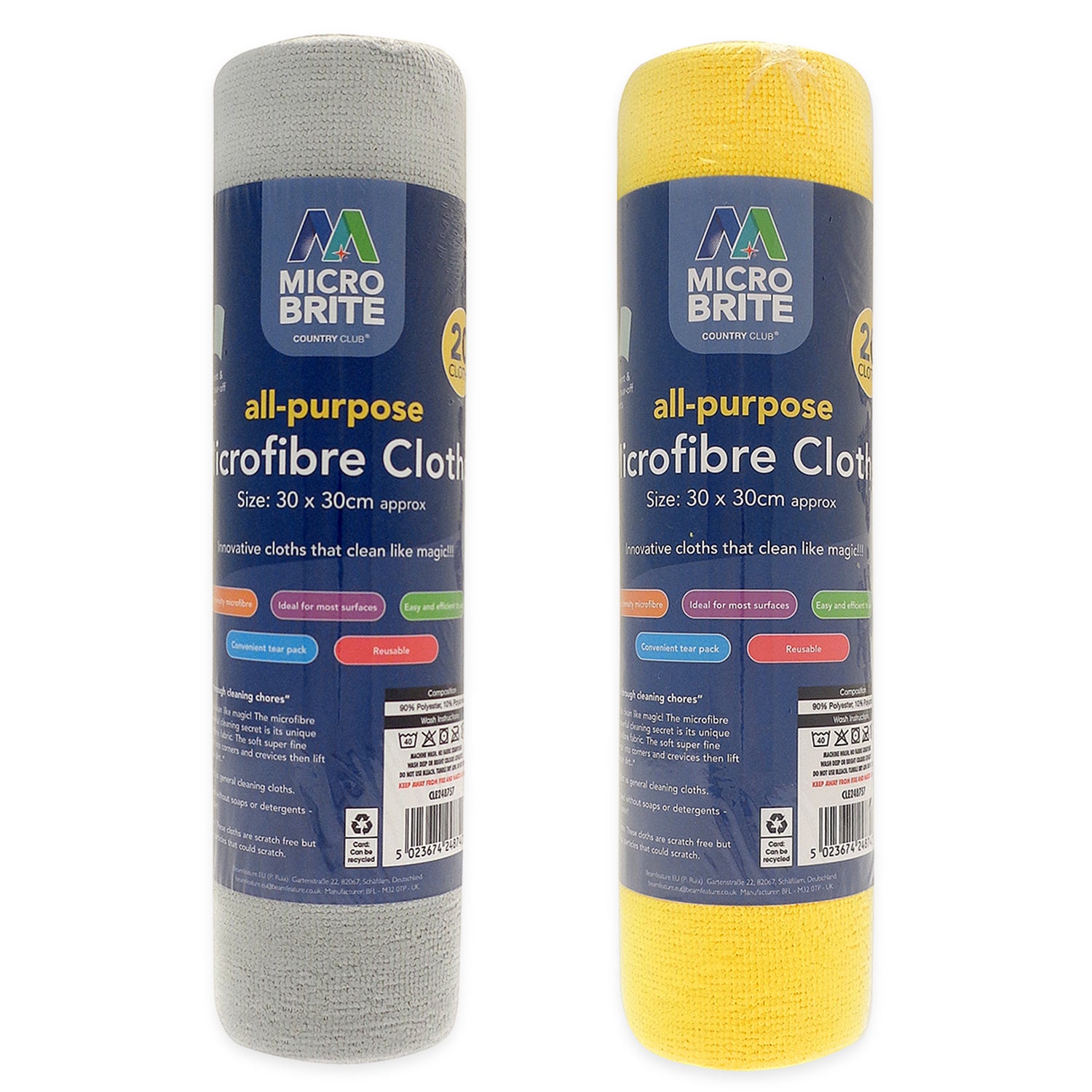 Set of 2 Microfiber Cleaning Cloth Roll (Grey and Orange) 221324507 0