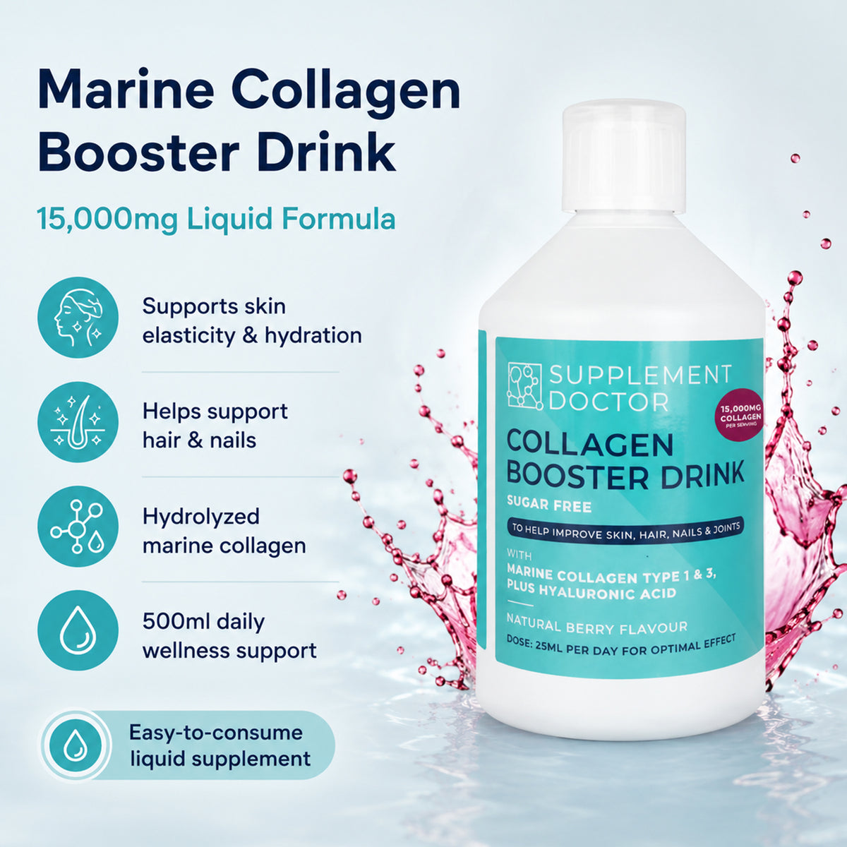 Beauty Gala Offer Only- Pack of 2 - Doctors Formula Marine Collagen Booster Drink 15,000mg - 500ml Each (1 LITRE SUPER SAVER BUNDLE) 221326241 4