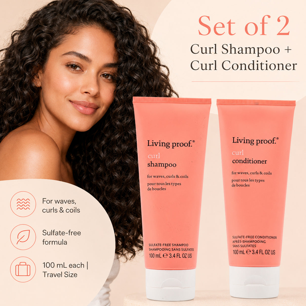 Set of 2 Living Proof Curl Shampoo &amp; Conditioner (100ml each) 221326362 7