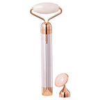 3-Piece Facial Contouring & Massage Tool Set - Cryo Rolling Tool, 6-Sided Golden Metal Gua Sha Sculptor & Vibrating Facial Roller_221330114