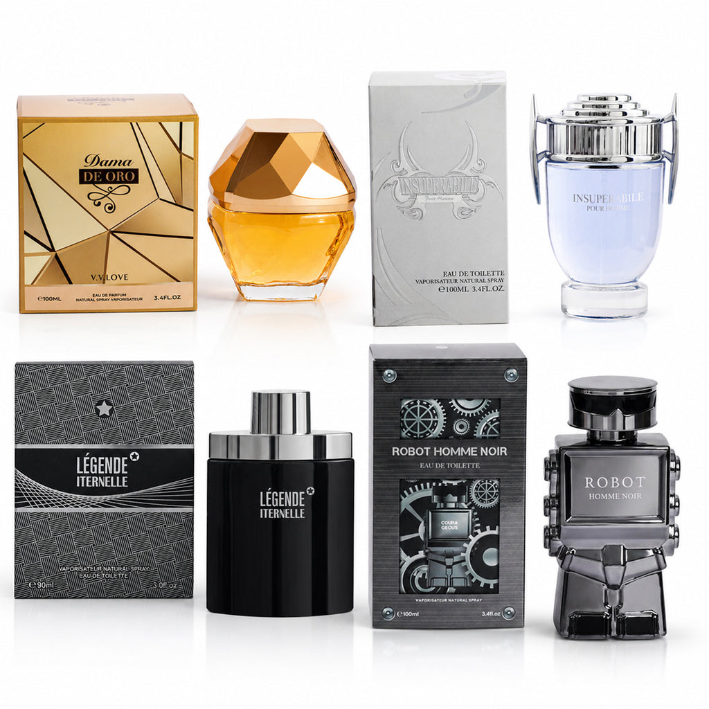 MEGA CLEARANCE DEAL OF THE DAY : Set of 4 Fragrance - Dama De Oro, Insuperable, Legende Iternelle & Robot EDT_221330629