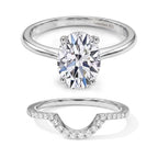 LUXURIANT Lab Grown Diamond Oval Solitaire & Diamond Ring Set in Rhodium Overlay Sterling Silver_221334898