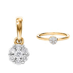 D'Joy Lab Grown Diamond Cluster Pendant, Ring in 18K Vermiel Yellow Gold Plated Sterling Silver N_221337411