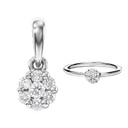 D'Joy Lab Grown Diamond Cluster Pendant, Ring in Platinum Overlay Sterling Silver P_221337511