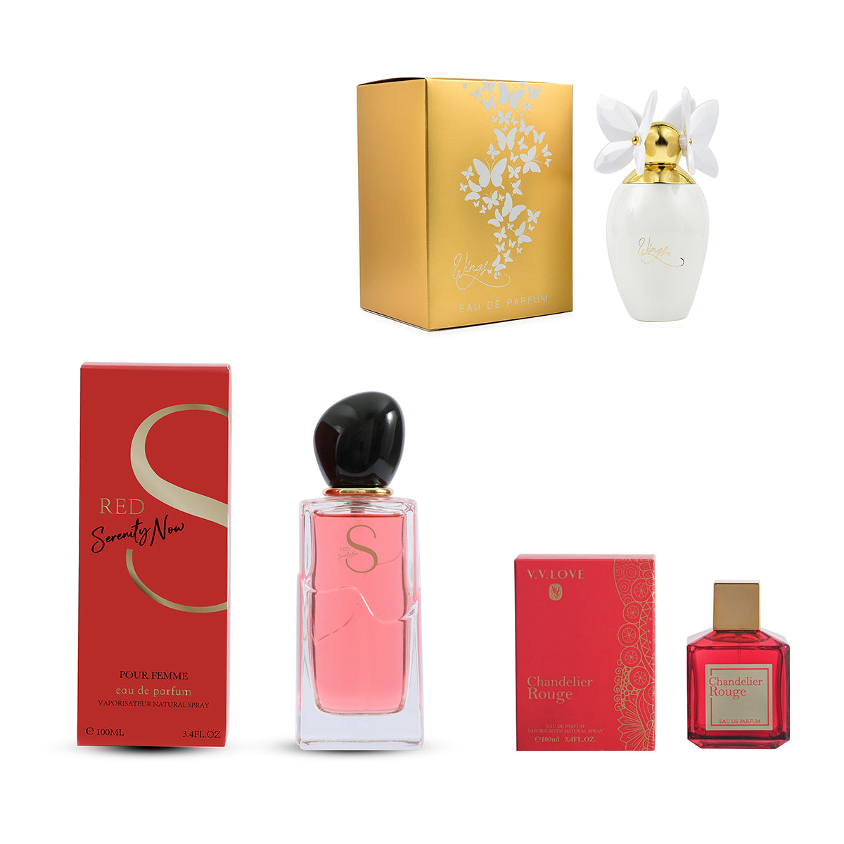 Christmas Set of 3 EDP Collection - Wings, RED Serenity Now &amp; Chandelier Rouge - 3x100ml Each 221339463 0