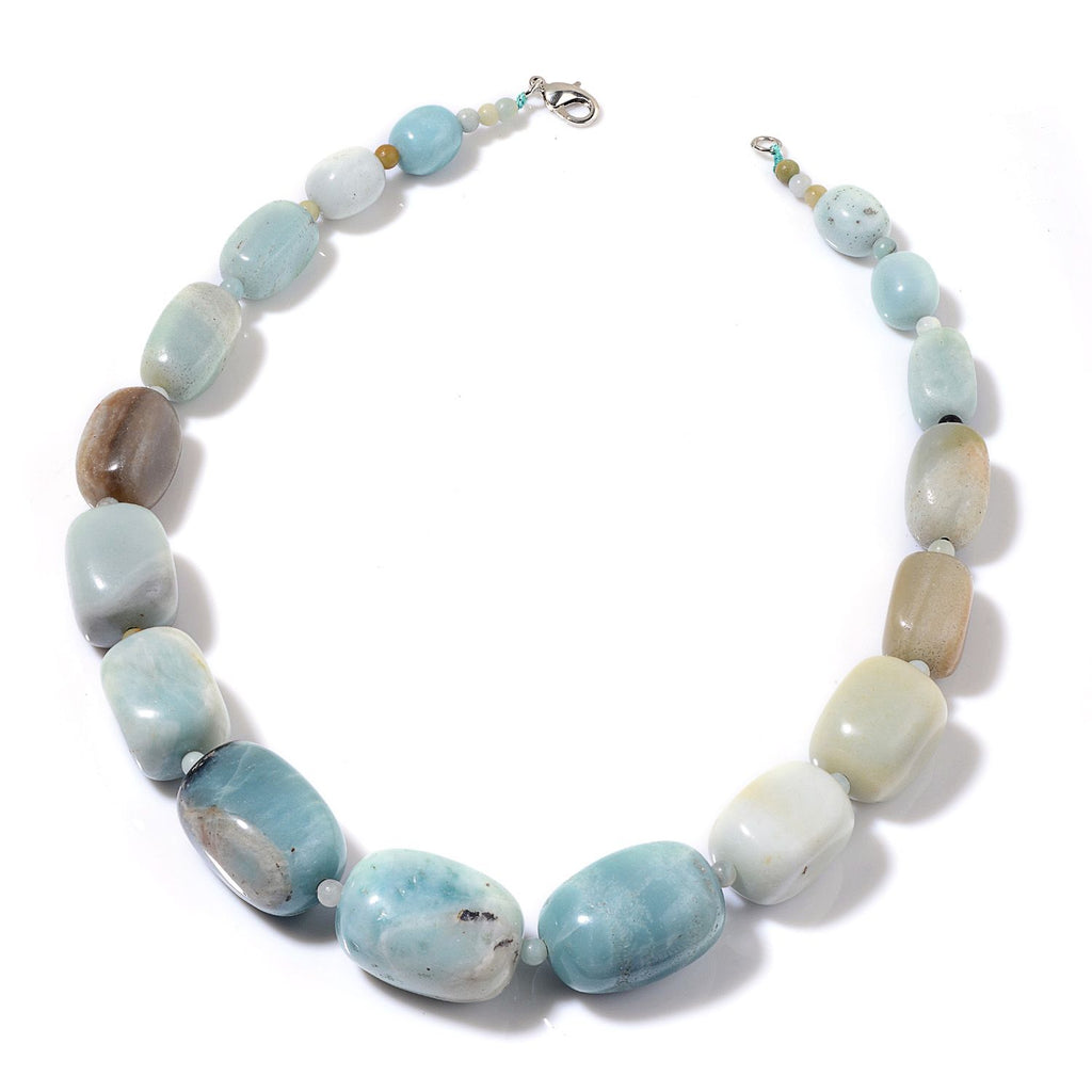 Amazonite Necklace (Size 20) in Silver Tone 680.0 Ct_2229171