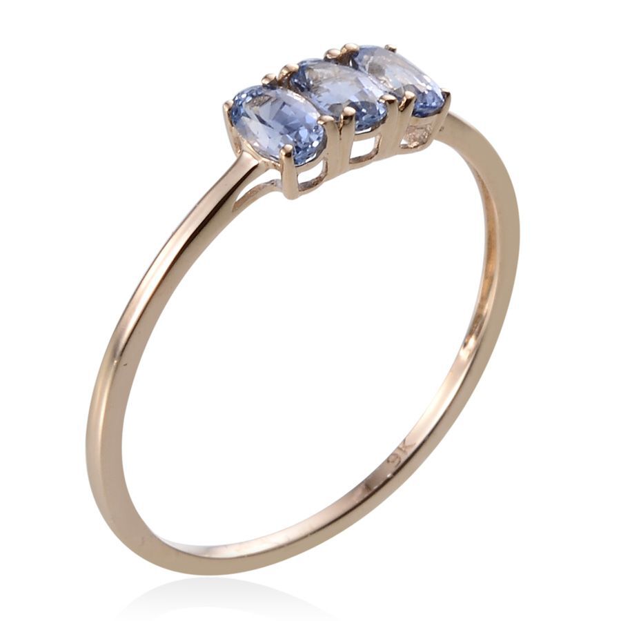 0.75 Ct Ceylon Blue Sapphire Trilogy Ring in 9K Gold 2267668 1