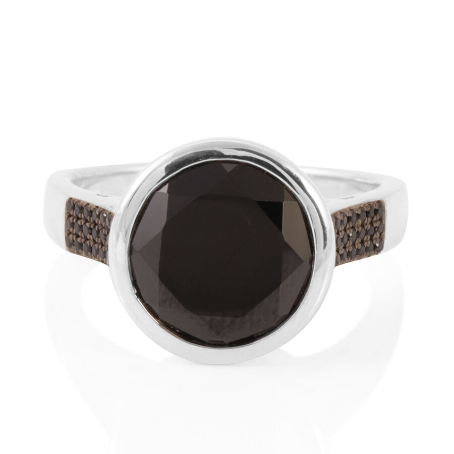 7.50 Ct Boi Ploi Black Spinel Solitaire Ring in Rhodium Plated Silver 6 Grams 2290755 1