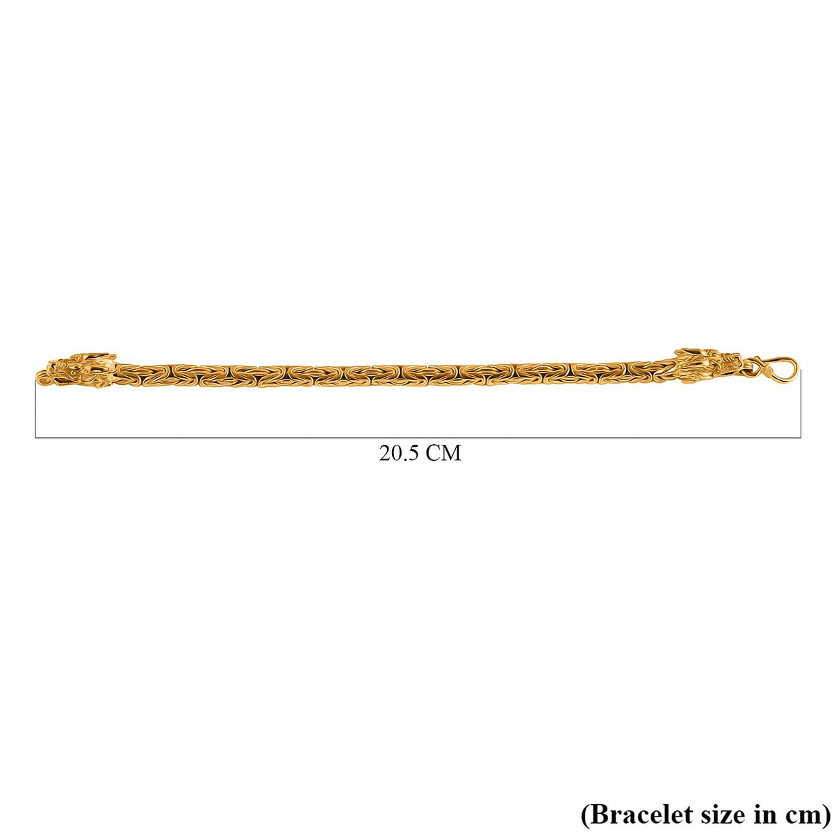 22K Vermeil Yellow Gold Plated Sterling Silver Dragon Head Bracelet (Size - 8),  Silver Wt. 31.95 Gms. 7959580 5