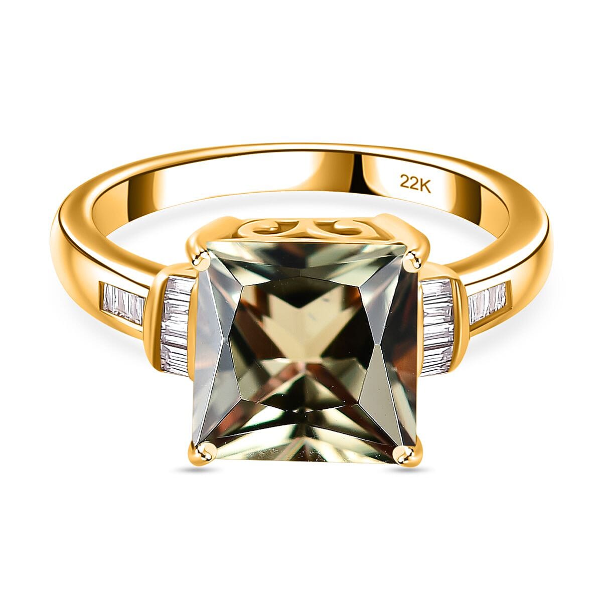First Time Ever - 22K Yellow Gold AAAA Princess Cut Natural Turkizite (4.16Ct) &amp; White Diamond (EF-VS) Ring 4.32 Ct 7795390 0