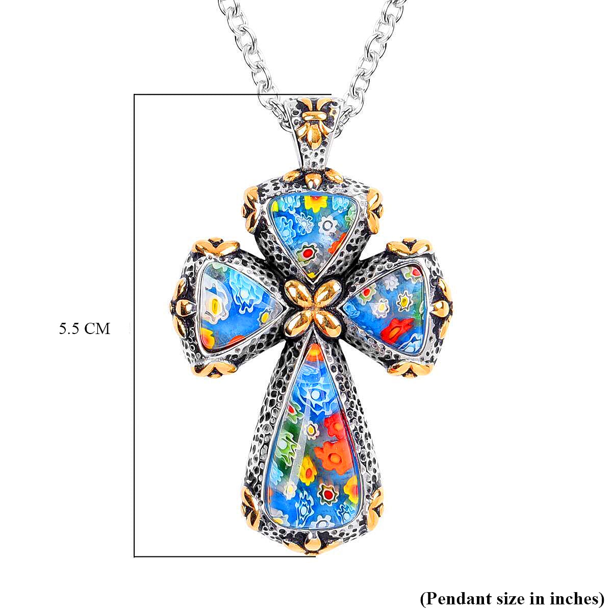 Murano Style Glass Cross Pendant With Chain  0.010  Ct. 2366662 7