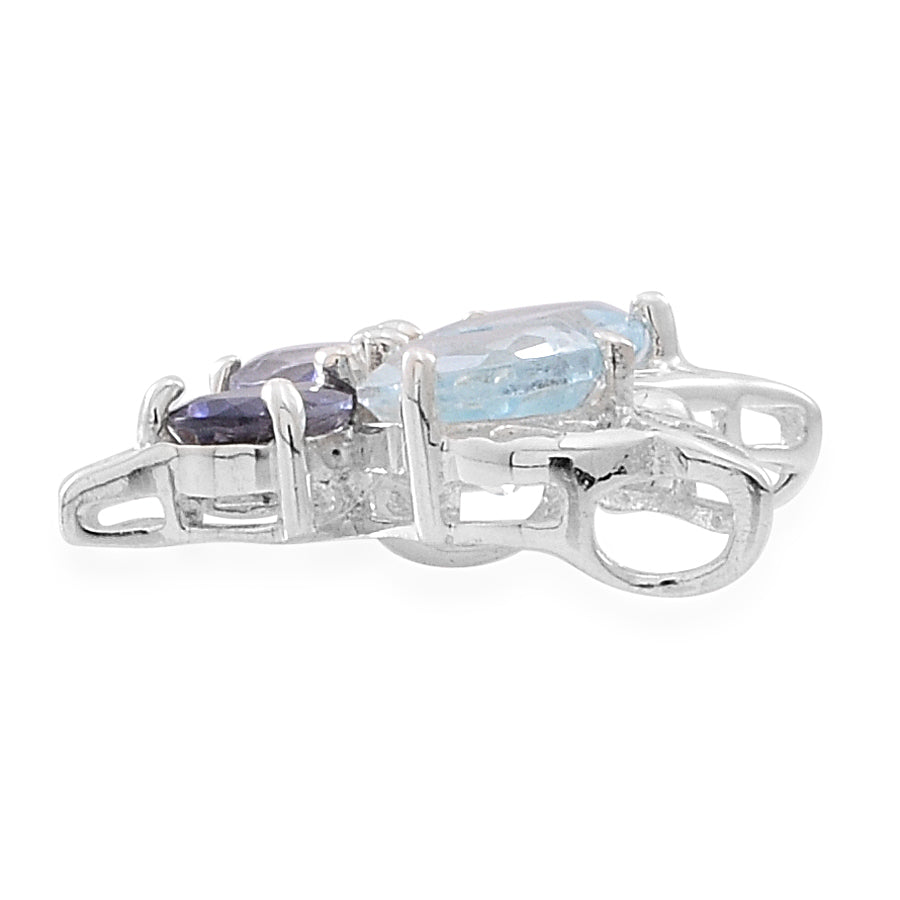 Sky Blue Topaz (Pear), Iolite Butterfly Pendant in Rhodium Sterling Silver 3.53 Ct._2382237_1
