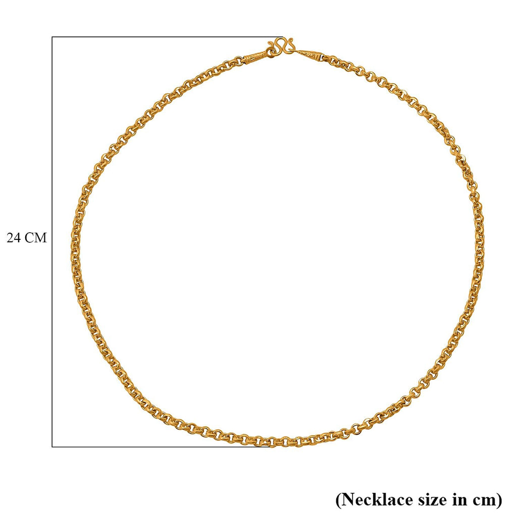 Live From Bangkok Deal - 23K Yellow Gold (95.8 % Purity) Belcher Necklace (Size-19 ) Gold Wt. 7.60 Gms