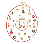JEWELLERY ADVENT CALENDAR- 24 Piece Set - White Crystal, Multi Colour Glass Bracelet (Size 7.5 - 2 Ext), Necklace (Size 20 - 2 Ext),