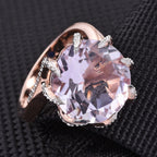 GP - Rose De France Amethyst, Natural Cambodian Zircon & Blue Sapphire Solitaire Ring in 18K Vermeil Rose Gold Plated Sterling Silver 9.85 Ct._2425748_1